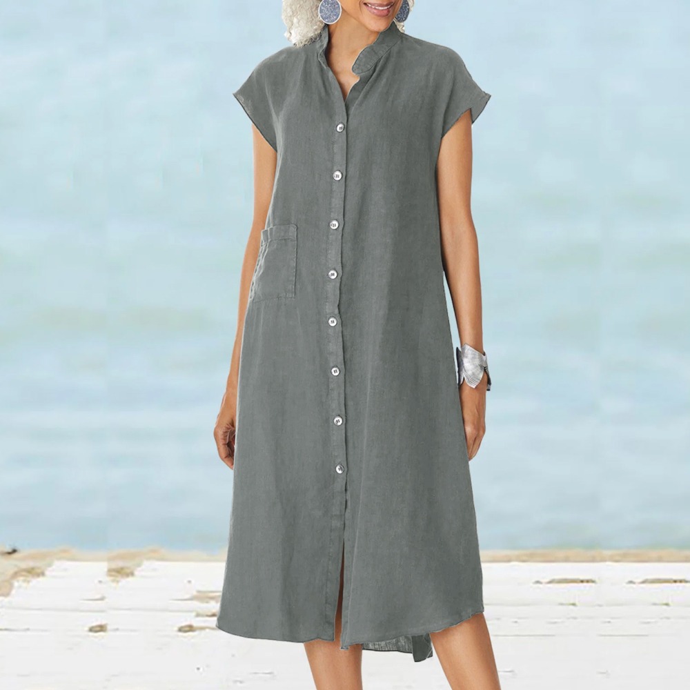 2026 여성 캐주얼 블랙 셔츠 드레스 짧은 소매 버튼 - Casual Loose Linen Shirt Dress 리뷰 및 가격