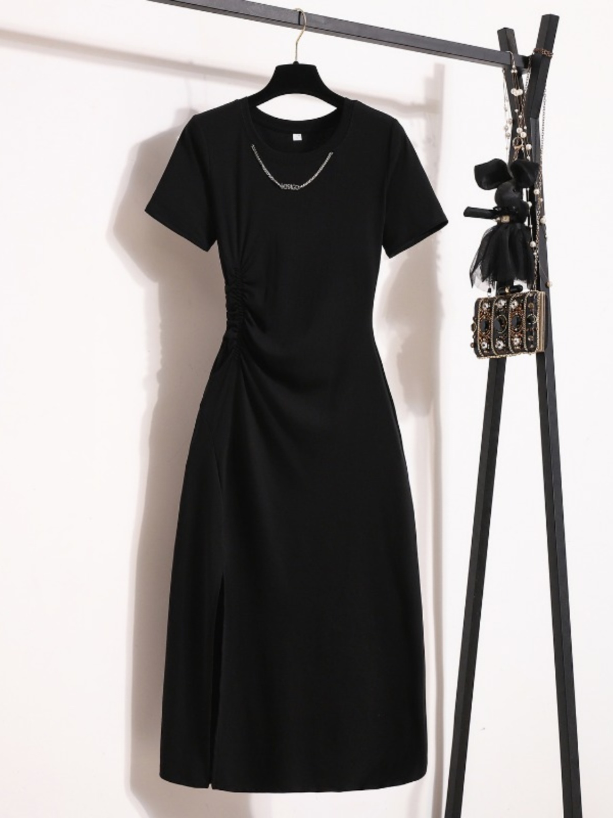 캐주얼하고 우아한 반소매 드레스 한국 스타일 하이웨이스 - Korean Style A Line Shirt Dress 리뷰 및 가격