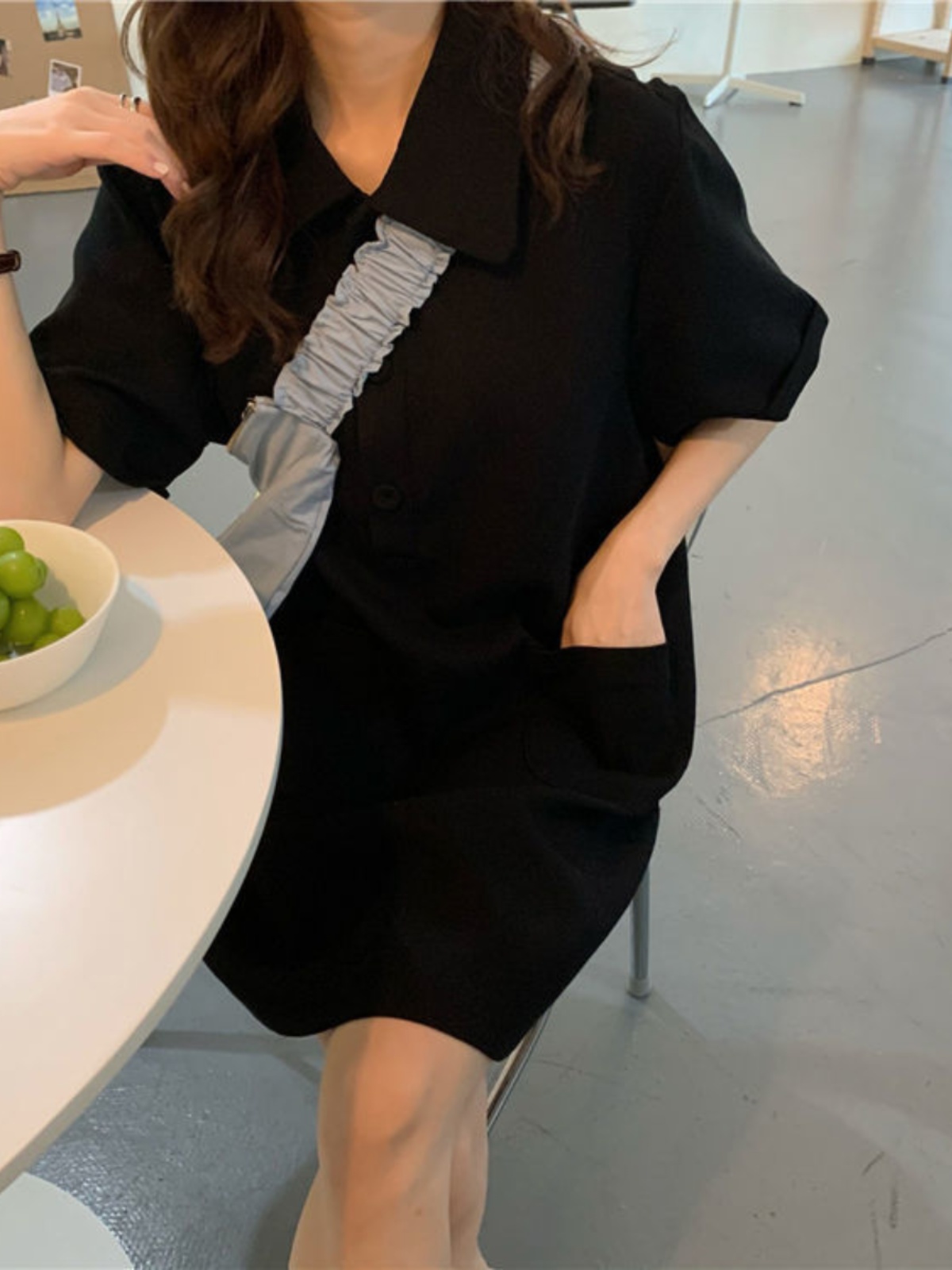플러스 사이즈 A라인 드레스 칼라 반팔 여름 셔츠 드레 - Korean Style A Line Shirt Dress 리뷰 및 가격