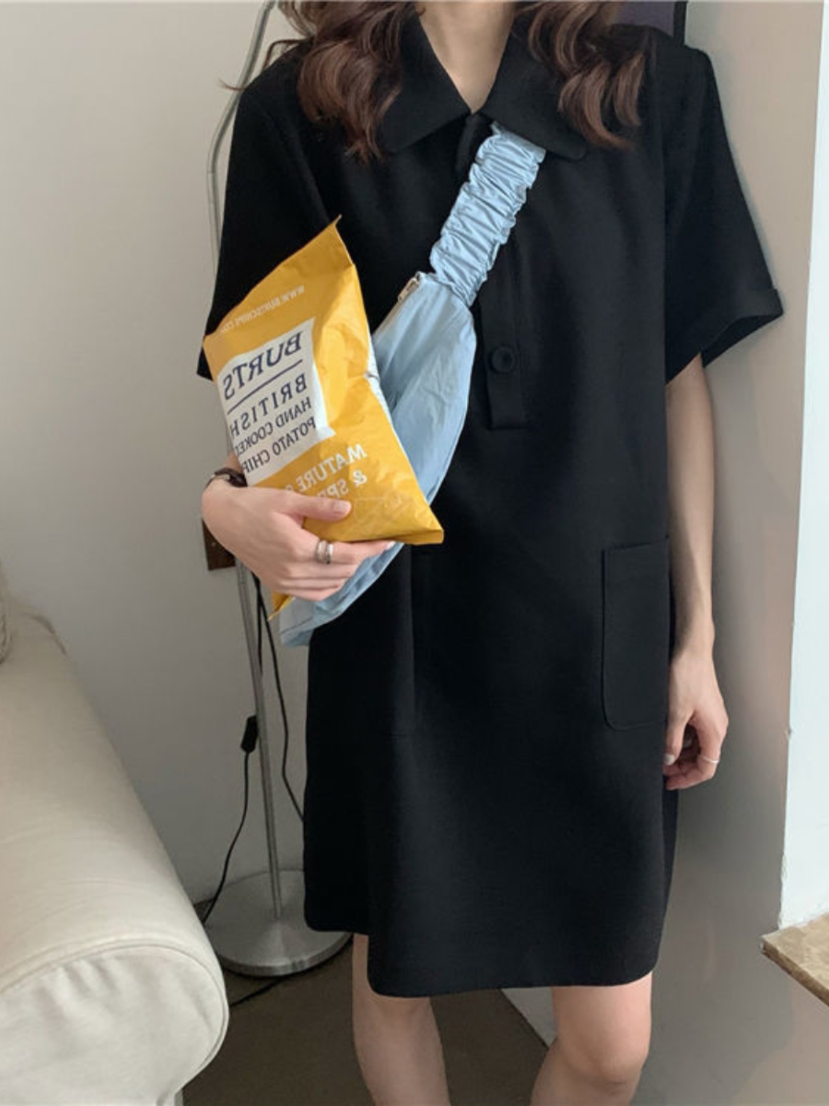 플러스 사이즈 A라인 드레스 칼라 반팔 여름 셔츠 드레 - Korean Style A Line Shirt Dress 리뷰 및 가격
