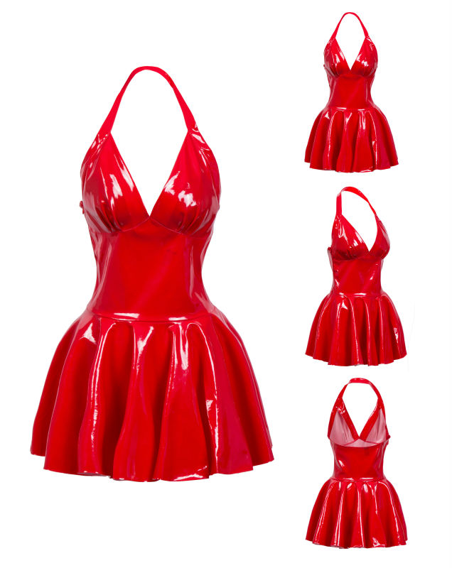 여성 섹시 라텍스 가죽 주름 미니 드레스 V넥 홀터 백 - Y2K Backless Halter Mini Dress 리뷰 및 가격