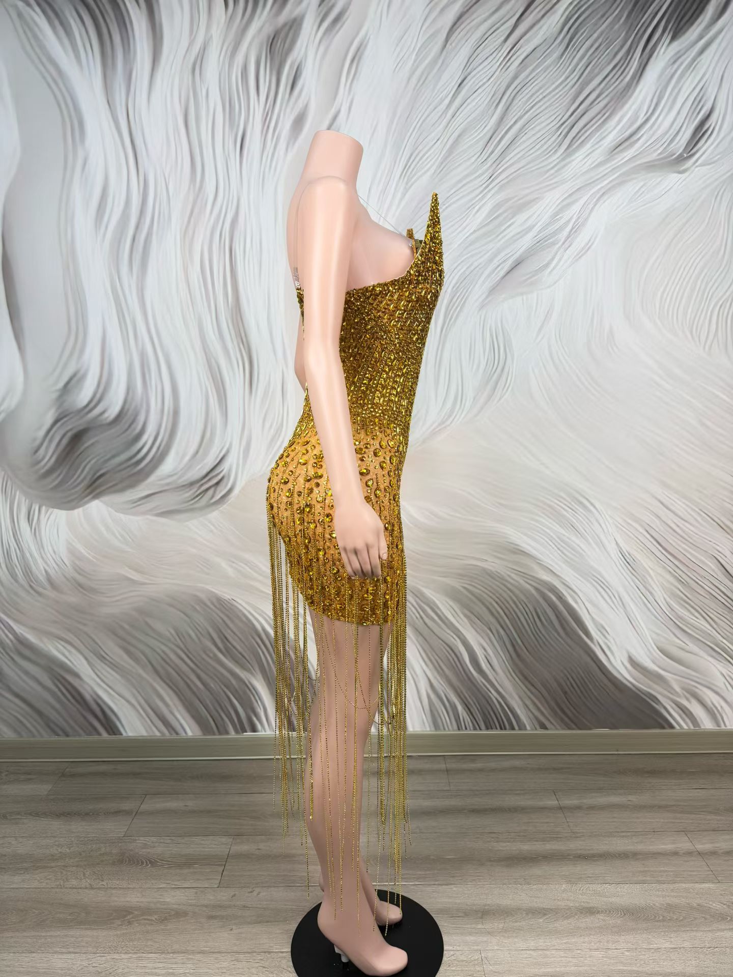 생일 파티를 위한 화려한 금색 칵테일 드레스, 반짝이는 - Sparkly Rhinestone Club Party Dress 리뷰 및 가격