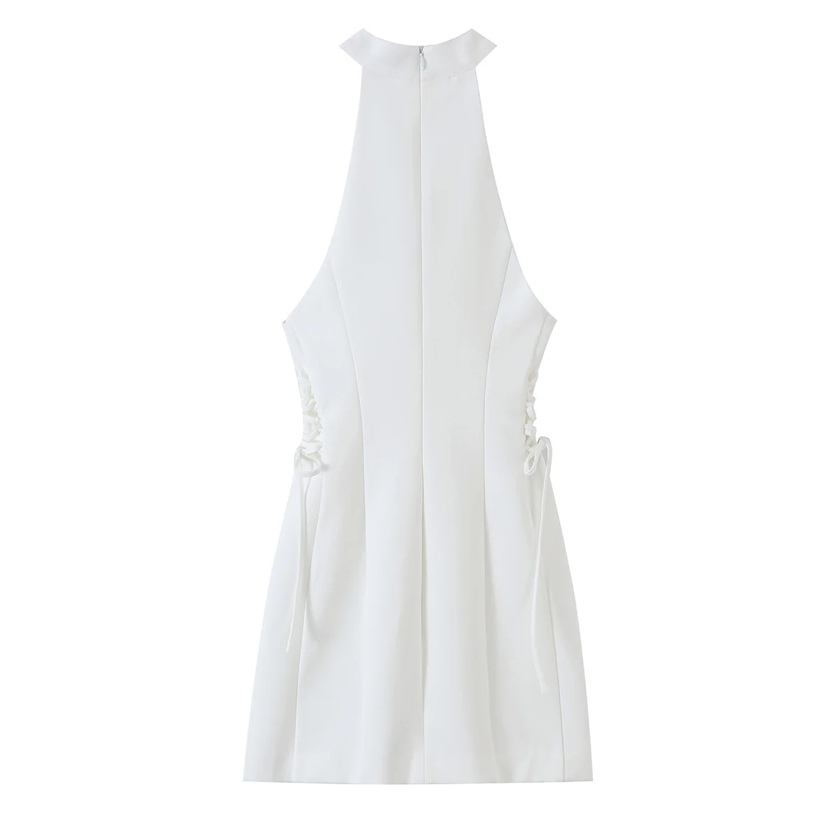 여성 화이트 하이 넥 홀터 미니 드레스 사이드 드로스트 - Y2K Backless Halter Mini Dress 리뷰 및 가격
