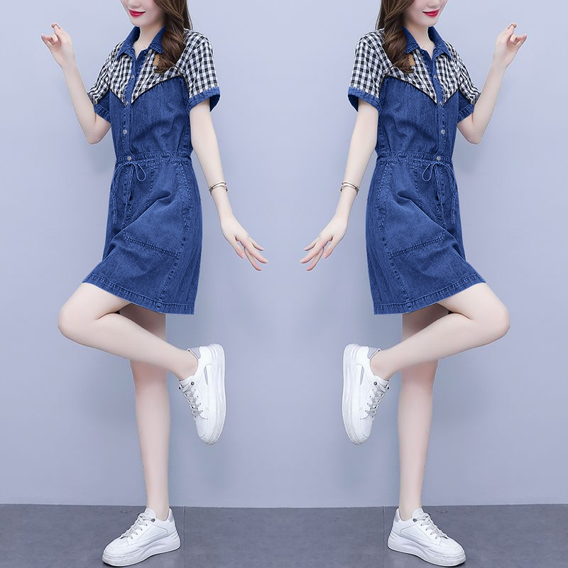 플러스 사이즈 여성 패션 셔츠 칼라 프린트 패치워크 슬 - Korean Style A Line Shirt Dress 리뷰 및 가격