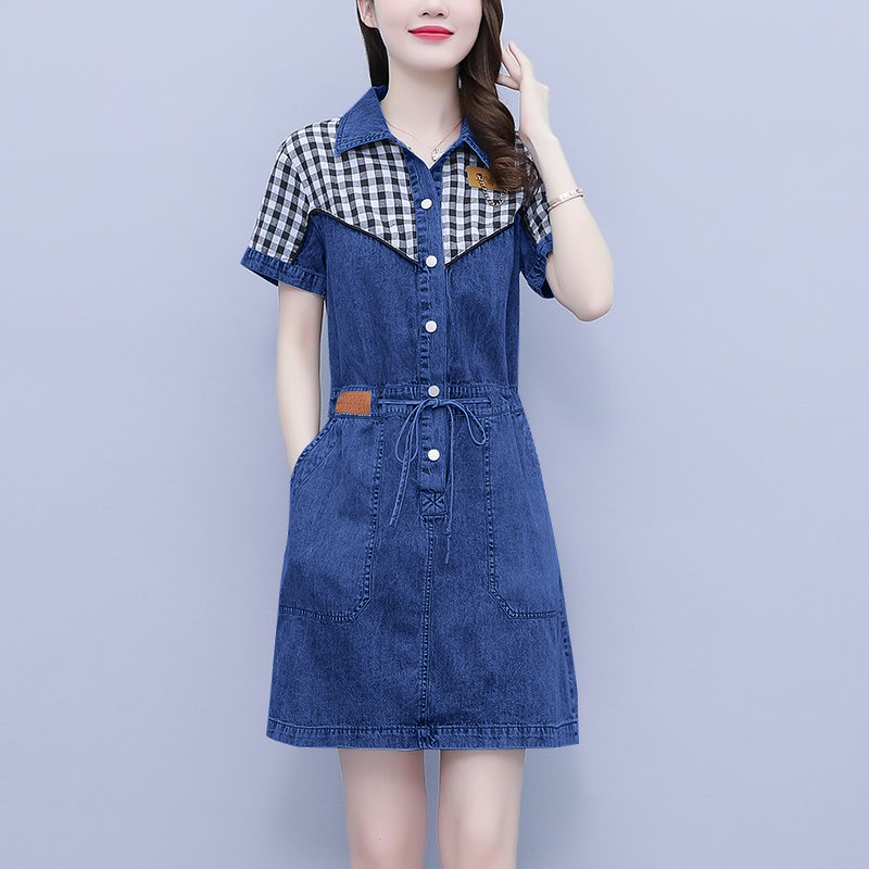 플러스 사이즈 여성 패션 셔츠 칼라 프린트 패치워크 슬 - Korean Style A Line Shirt Dress 리뷰 및 가격